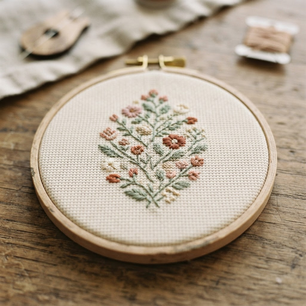 Finished cross stitch sample